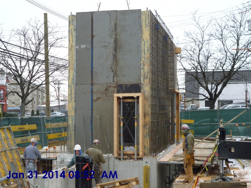 Rebar being placed for Shear Walls at Elevator 4 Stair 2